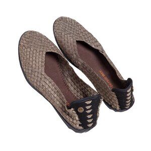 New Bernie Mev Bronze Metallic Woven Catwalk Flat Comfort Shoes US Size 40